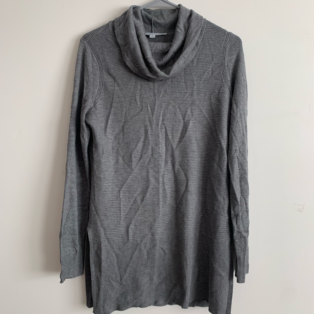 Adrienne Vittadini cowl neck gray tunic sweater